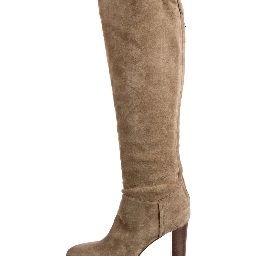 Loro Piana Tan Over the Knee Boots with Rounded Toe
